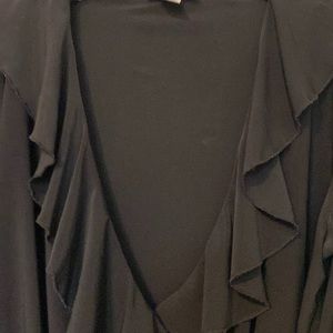 White House. Black Market. Black ruffle blouse.